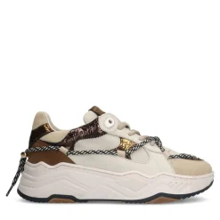 Manfield Beige suède sneakers met details^DAMES Sneakers