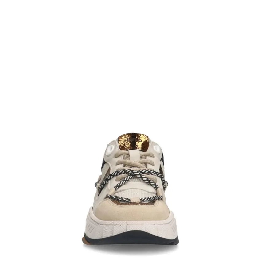 Manfield Beige suède sneakers met details^DAMES Sneakers