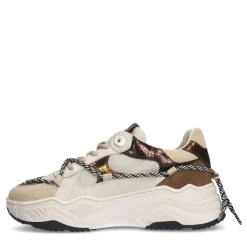 Manfield Beige suède sneakers met details^DAMES Sneakers