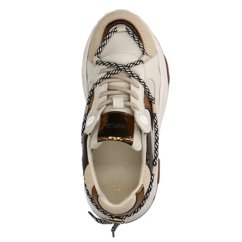 Manfield Beige suède sneakers met details^DAMES Sneakers