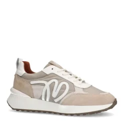 Manfield Beige suède sneakers met details^DAMES Sneakers