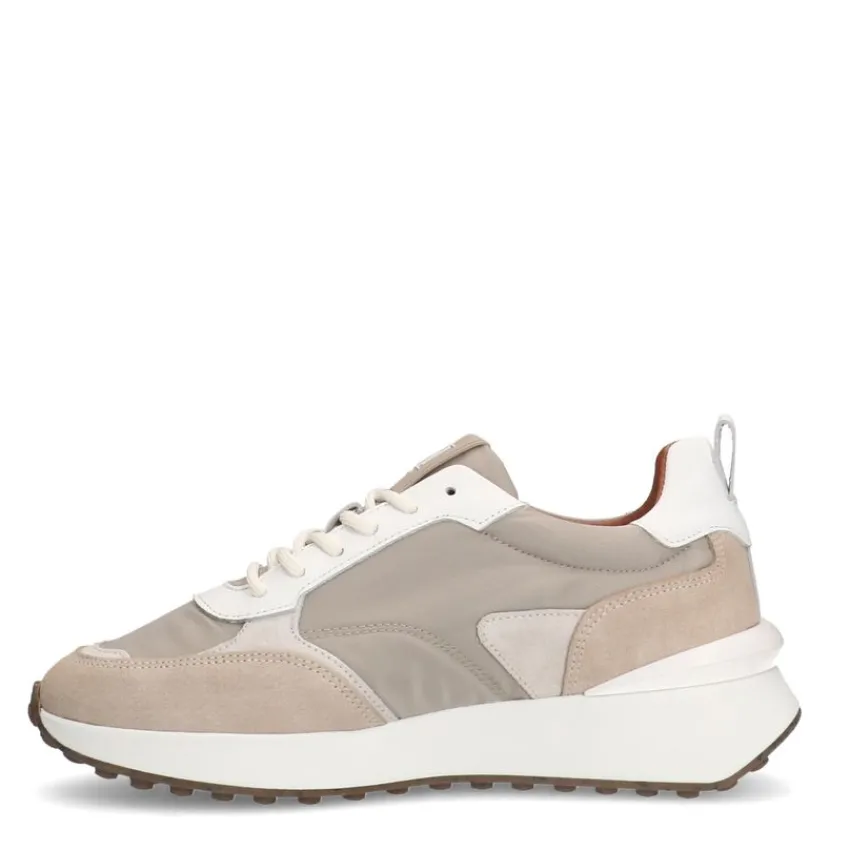 Manfield Beige suède sneakers met details^DAMES Sneakers