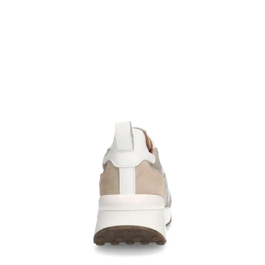 Manfield Beige suède sneakers met details^DAMES Sneakers