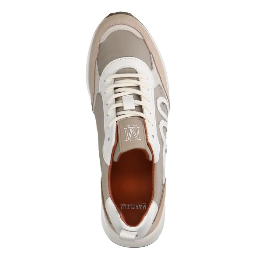 Manfield Beige suède sneakers met details^DAMES Sneakers