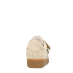 Manfield Beige suède sneakers met klittenband^DAMES Sneakers