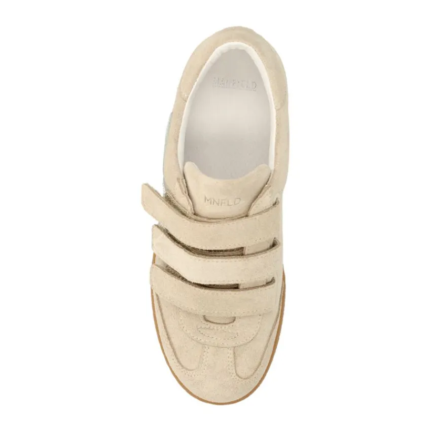 Manfield Beige suède sneakers met klittenband^DAMES Sneakers