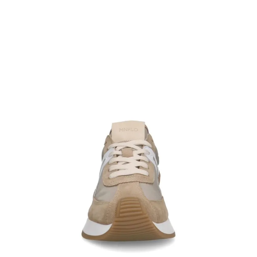 Manfield Beige suède sneakers met leren details^DAMES Sneakers