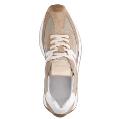 Manfield Beige suède sneakers met leren details^DAMES Sneakers