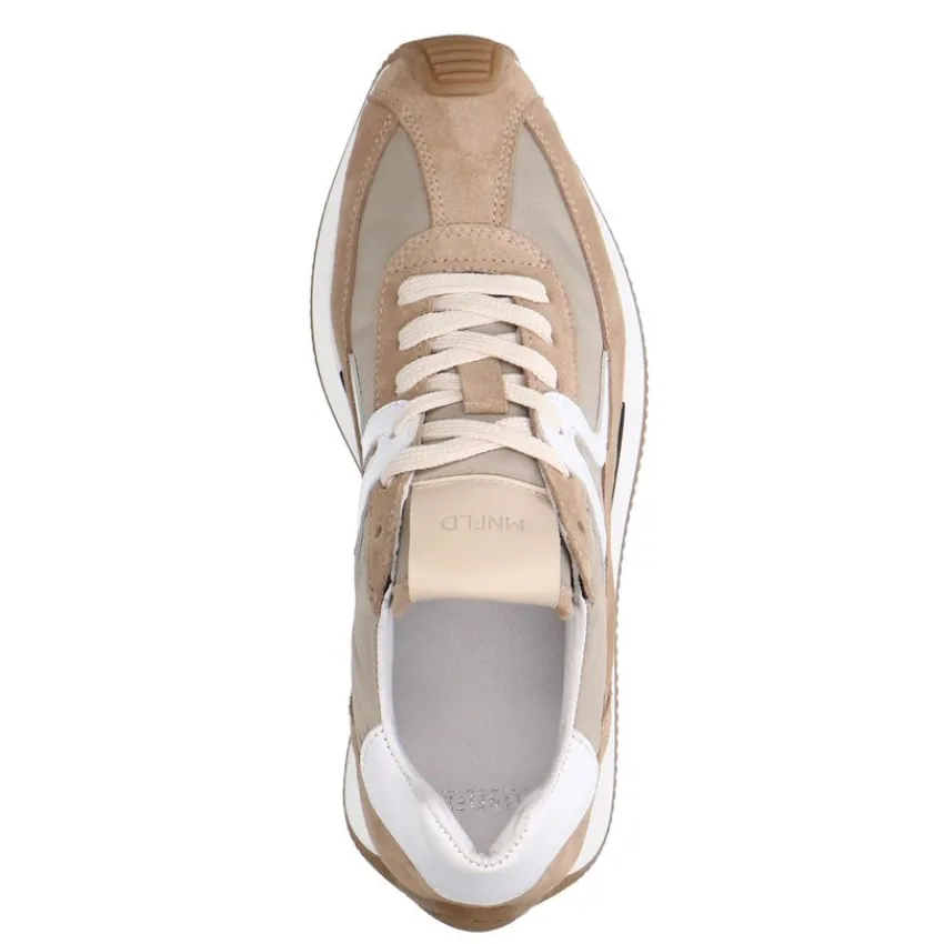 Manfield Beige suède sneakers met leren details^DAMES Sneakers