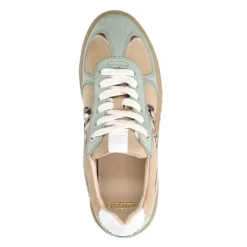 Manfield Beige suède sneakers met mint groene details^DAMES Sneakers