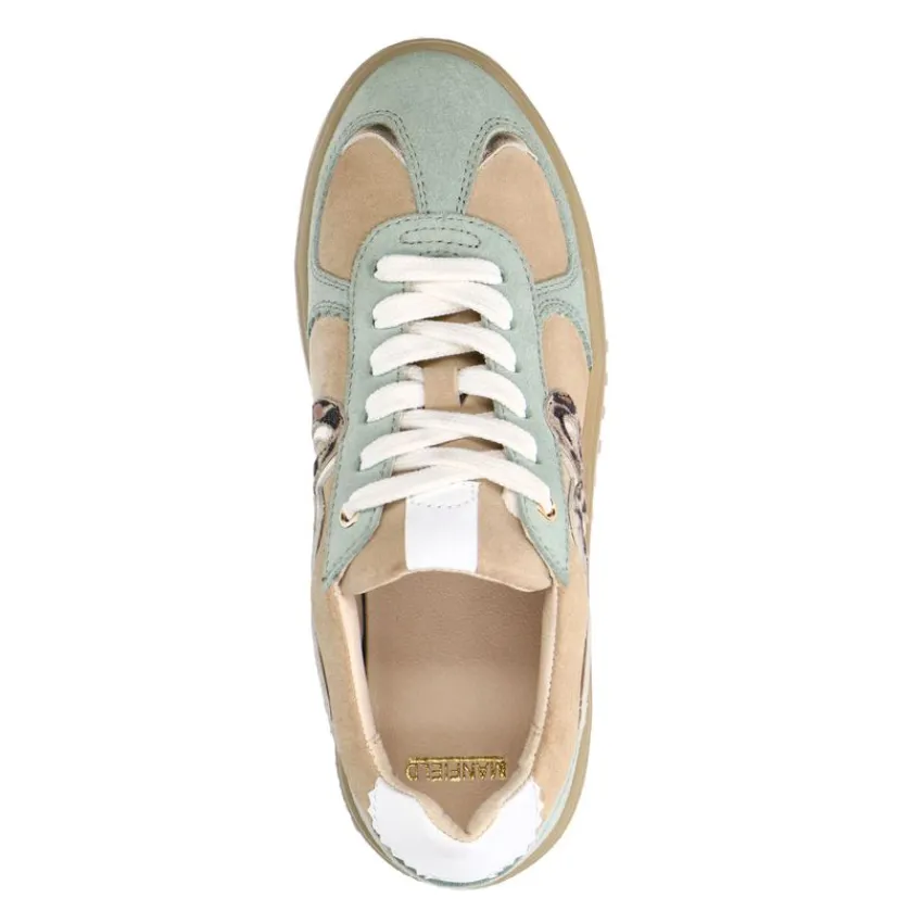 Manfield Beige suède sneakers met mint groene details^DAMES Sneakers