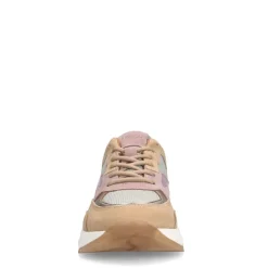 Manfield Beige suède sneakers met mesh en metallic details^DAMES Sneakers