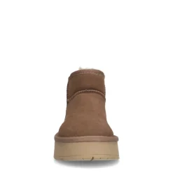 Manfield Beige suède snowboots^DAMES Enkellaarsjes