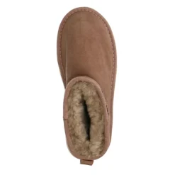 Manfield Beige suède snowboots^DAMES Enkellaarsjes