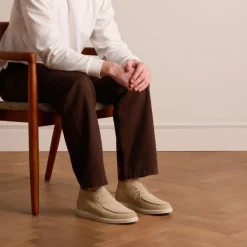 Manfield Beige suède veterboots^Heren Boots