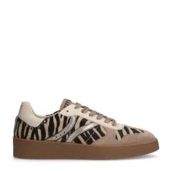 Manfield Beige zebraprint sneakers^DAMES Sneakers