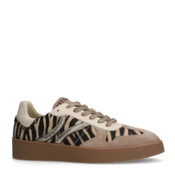 Manfield Beige zebraprint sneakers^DAMES Sneakers