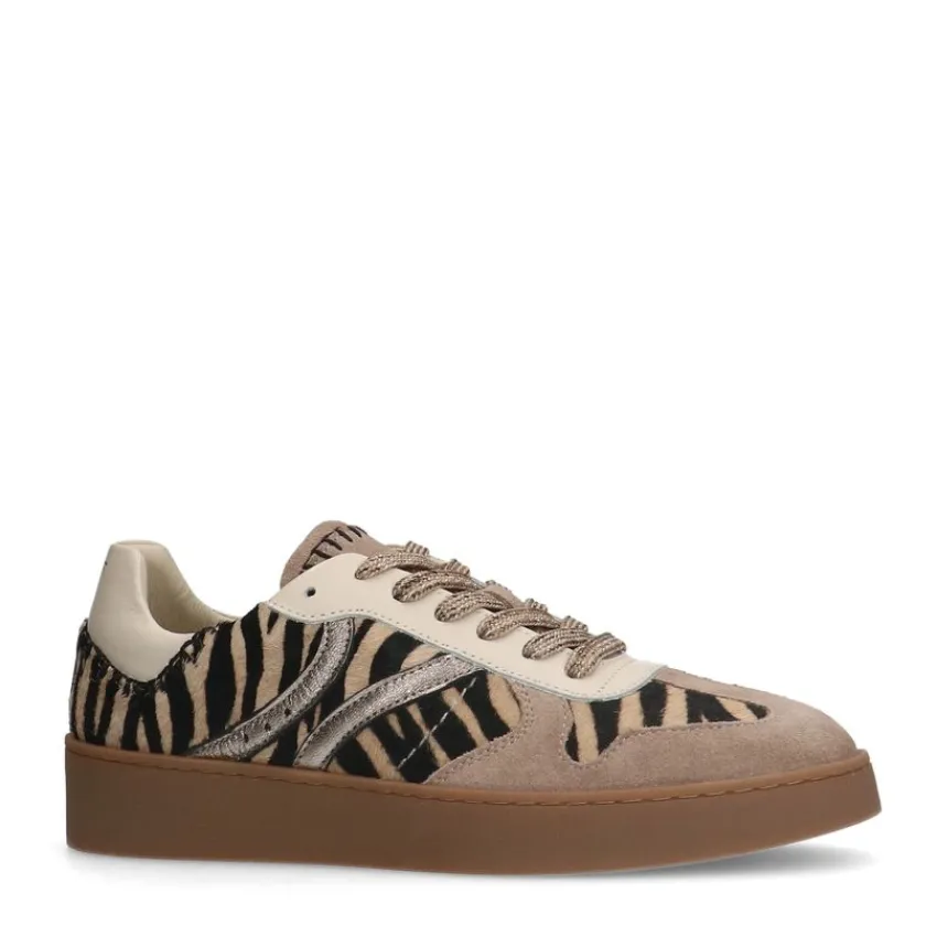 Manfield Beige zebraprint sneakers^DAMES Sneakers