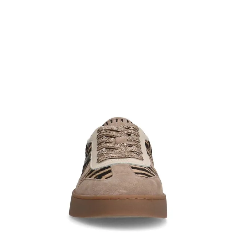 Manfield Beige zebraprint sneakers^DAMES Sneakers