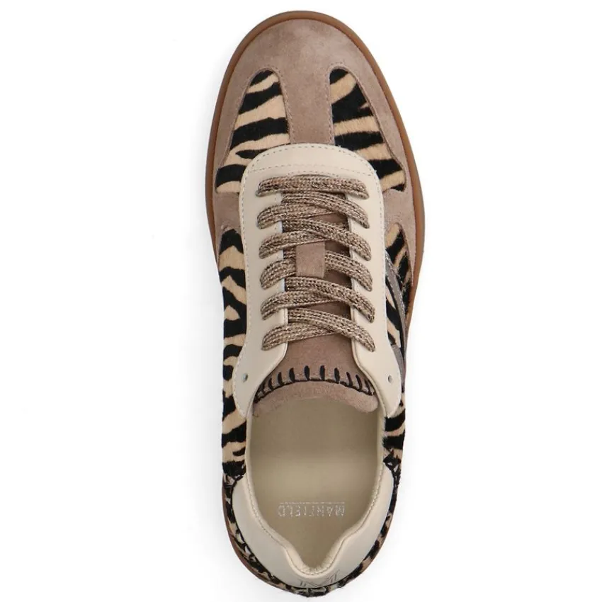 Manfield Beige zebraprint sneakers^DAMES Sneakers