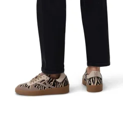 Manfield Beige zebraprint sneakers^DAMES Sneakers