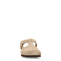 Manfield Beige/grijs suède clogs^DAMES Loafers