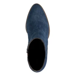 Manfield Blauwe denim enkellaarsjes met hak^DAMES Enkellaarsjes