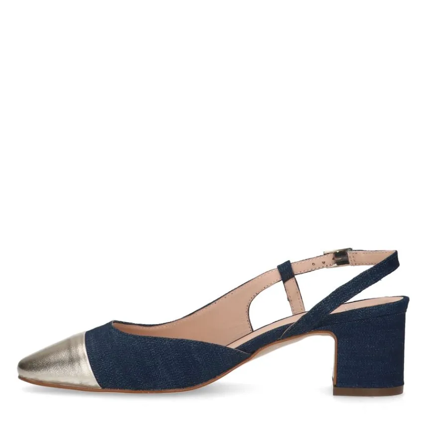 Manfield Blauwe denim slingback pumps^DAMES Pumps|Slingbacks