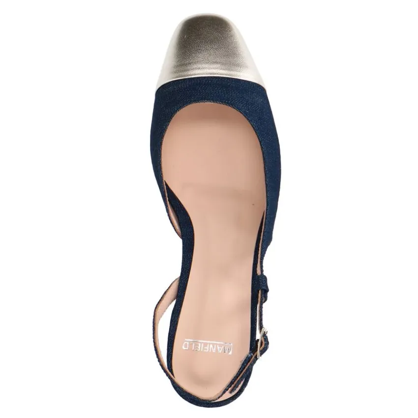 Manfield Blauwe denim slingback pumps^DAMES Pumps|Slingbacks