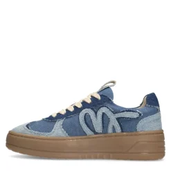 Manfield Blauwe denim sneakers^DAMES Sneakers