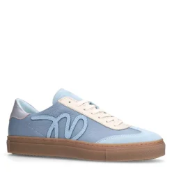 Manfield Blauwe leren sneakers^DAMES Sneakers