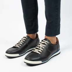 Van Lier Blauwe leren sneakers^Heren Sneakers