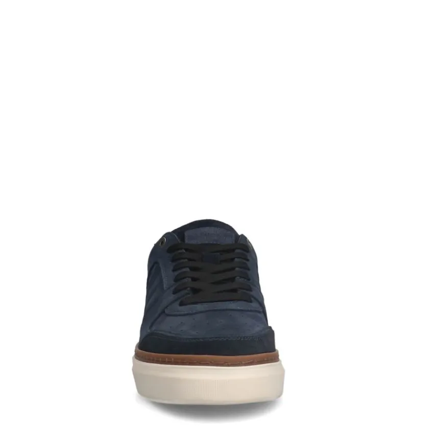 Manfield Blauwe nubuck sneakers^Heren Sneakers