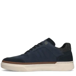 Manfield Blauwe nubuck sneakers^Heren Sneakers
