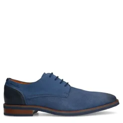Van Lier Blauwe nubuck veterschoenen^Heren Veterschoenen