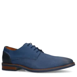 Van Lier Blauwe nubuck veterschoenen^Heren Veterschoenen