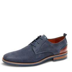 Van Lier Blauwe nubuck veterschoenen^Heren Veterschoenen