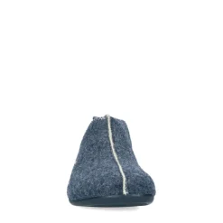 Manfield Blauwe pantoffels met wol^Heren Pantoffels