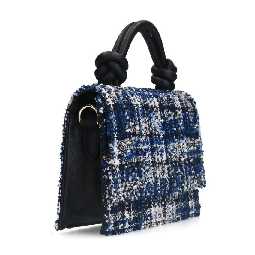 Manfield Blauwe stoffen handtas^ Schoudertassen