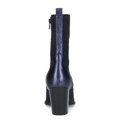 Manfield Blauwe suède cowboy laarzen met metallic details^DAMES Enkellaarsjes