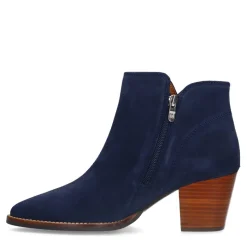 Manfield Blauwe suède enkellaarsjes met hak^DAMES Enkellaarsjes