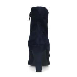 Manfield Blauwe suède enkellaarsjes met hak^DAMES Enkellaarsjes