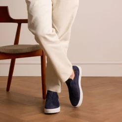 Manfield Blauwe suède loafers^Heren Loafers