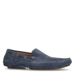 Manfield Blauwe suède loafers^Heren Loafers