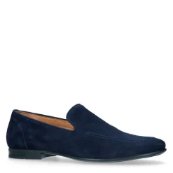 Manfield Blauwe suède loafers^Heren Loafers