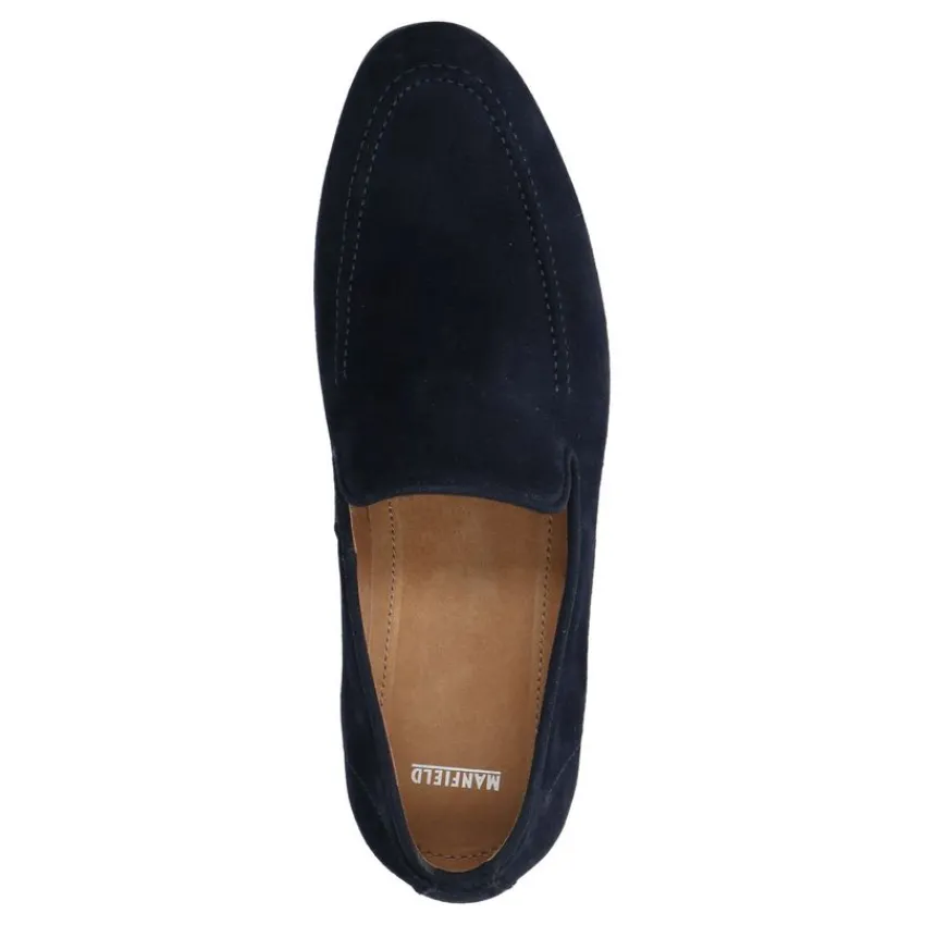 Manfield Blauwe suède loafers^Heren Loafers