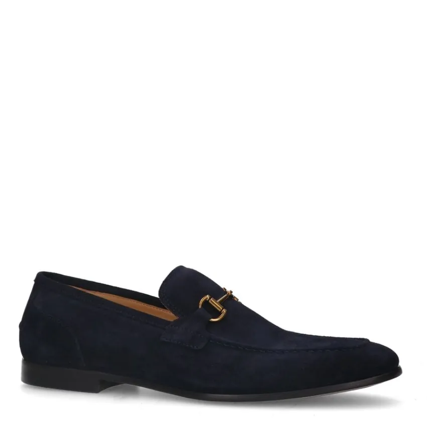 Manfield Blauwe suède loafers^Heren Loafers