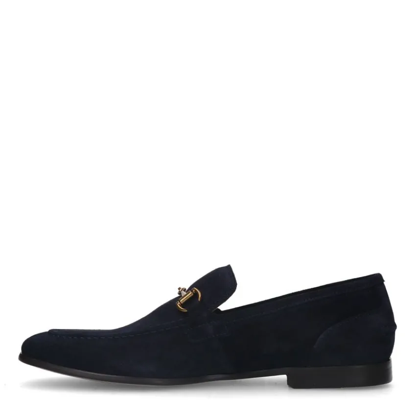 Manfield Blauwe suède loafers^Heren Loafers