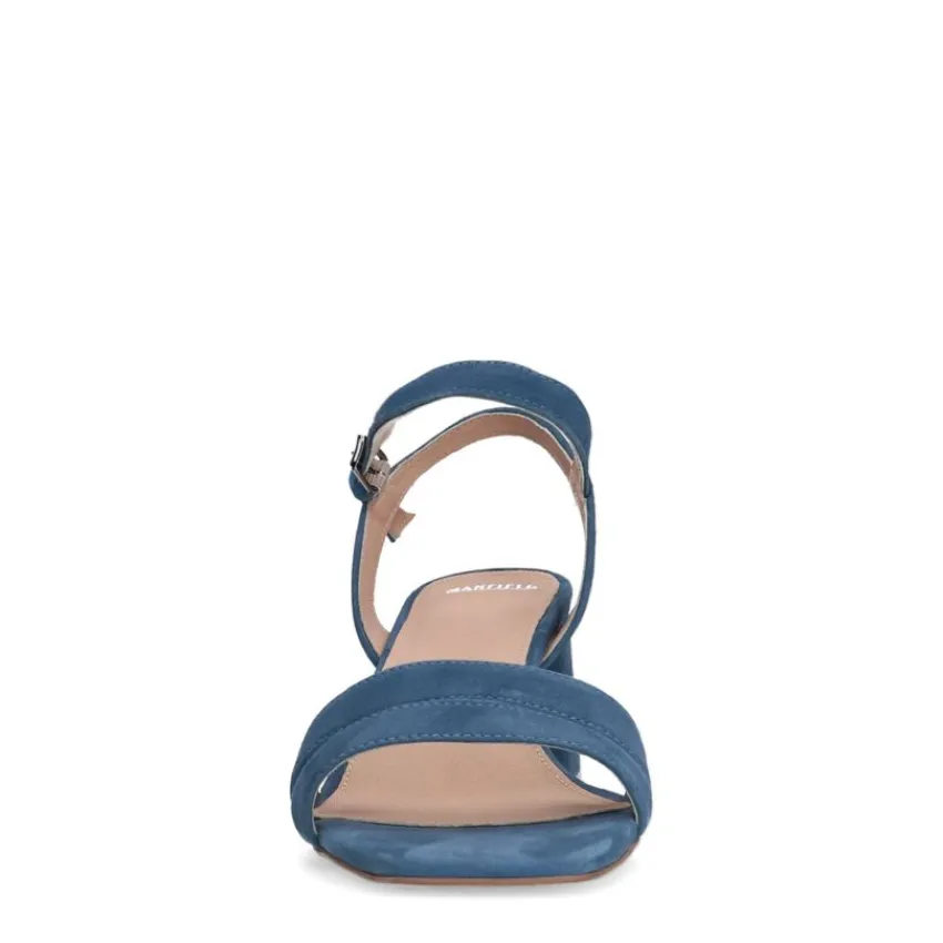 Manfield Blauwe suède sandalen met hak^DAMES Sandalen
