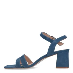 Manfield Blauwe suède sandalen met hak^DAMES Sandalen